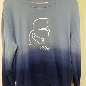 Karl Lagerfeld Blue Ombre Crewneck Sweater